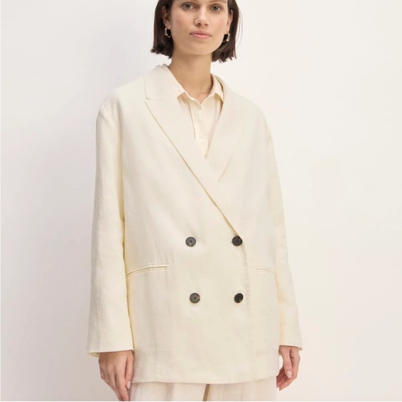 Everlane Jackets & Blazers - Everlane linen double breasted relaxed fit blazer cream / bone size 0 new